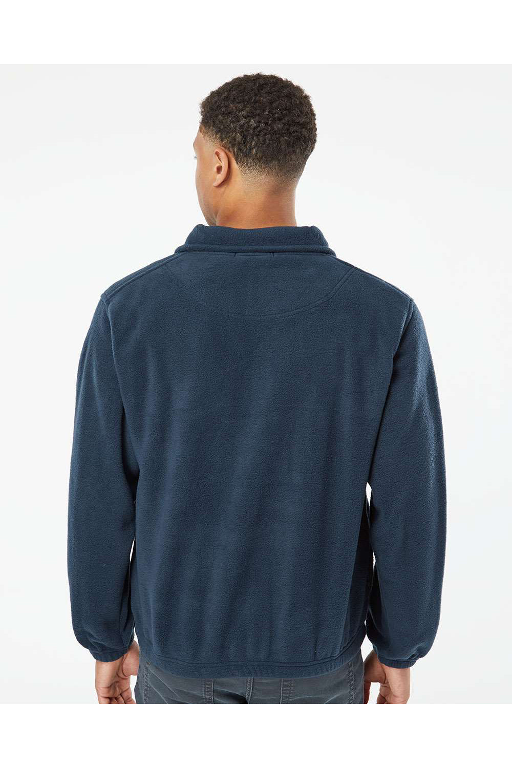 Burnside 3052 Mens Polar Fleece 1/4 Zip Sweatshirt Navy Blue Model Back