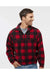 Burnside 3052 Mens Polar Fleece 1/4 Zip Sweatshirt Red/Black Buffalo Model Front