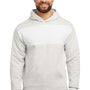 Jerzees Mens NuBlend Fleece Pill Resistant Billboard Hooded Sweatshirt Hoodie w/ Pouch Pocket - Heather Oatmeal/White - Closeout