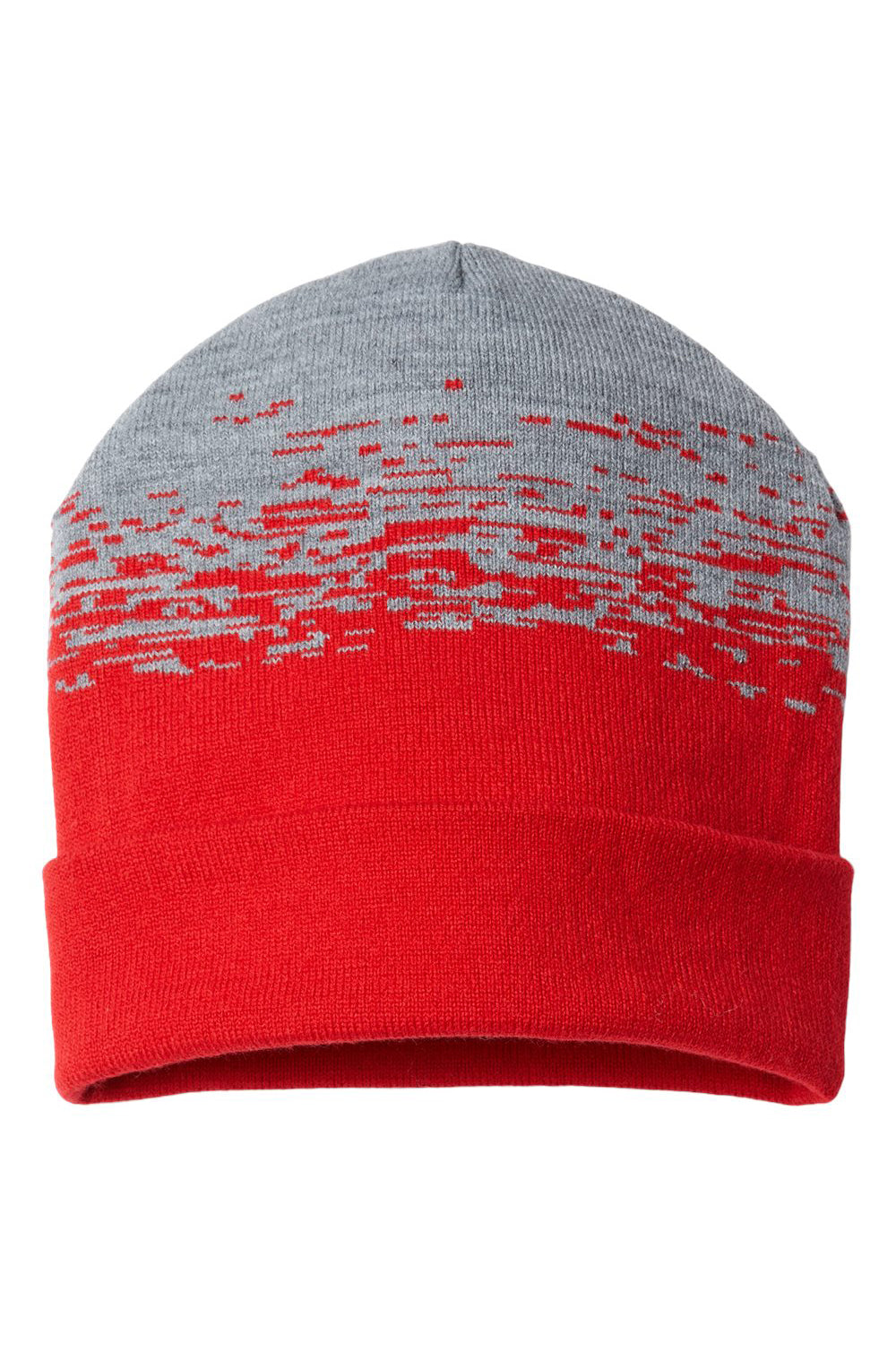 Cap America RKS12 Mens USA Made Static Cuffed Beanie True Red/Heather Grey Flat Front