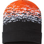 Cap America Mens USA Made Static Cuffed Beanie - Black/White/Deep Orange - NEW