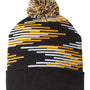 Cap America Mens USA Made Bar Beanie - Black/Gold/White