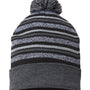 Cap America Mens USA Made Striped Beanie - Black