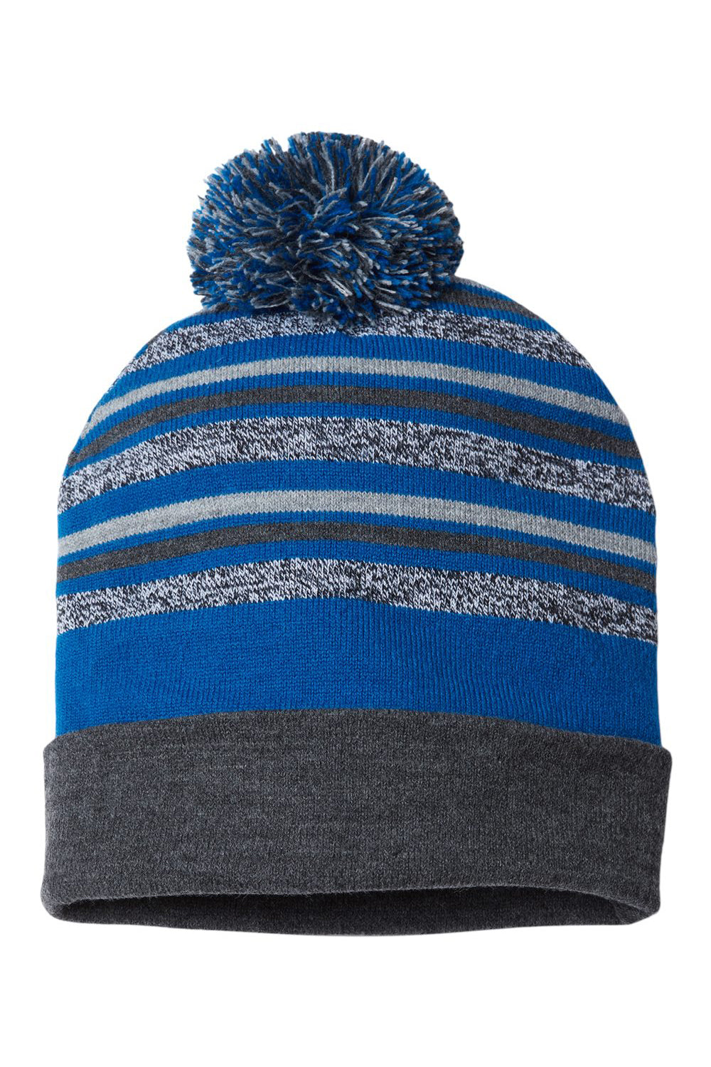 Cap America RKL12 Mens USA Made Striped Beanie True Royal Blue Flat Front