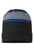 Cap America RKV12 Mens USA Made Variegated Striped Cuffed Beanie Black/True Royal Blue Flat Front