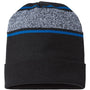 Cap America Mens USA Made Variegated Striped Cuffed Beanie - Black/True Royal Blue