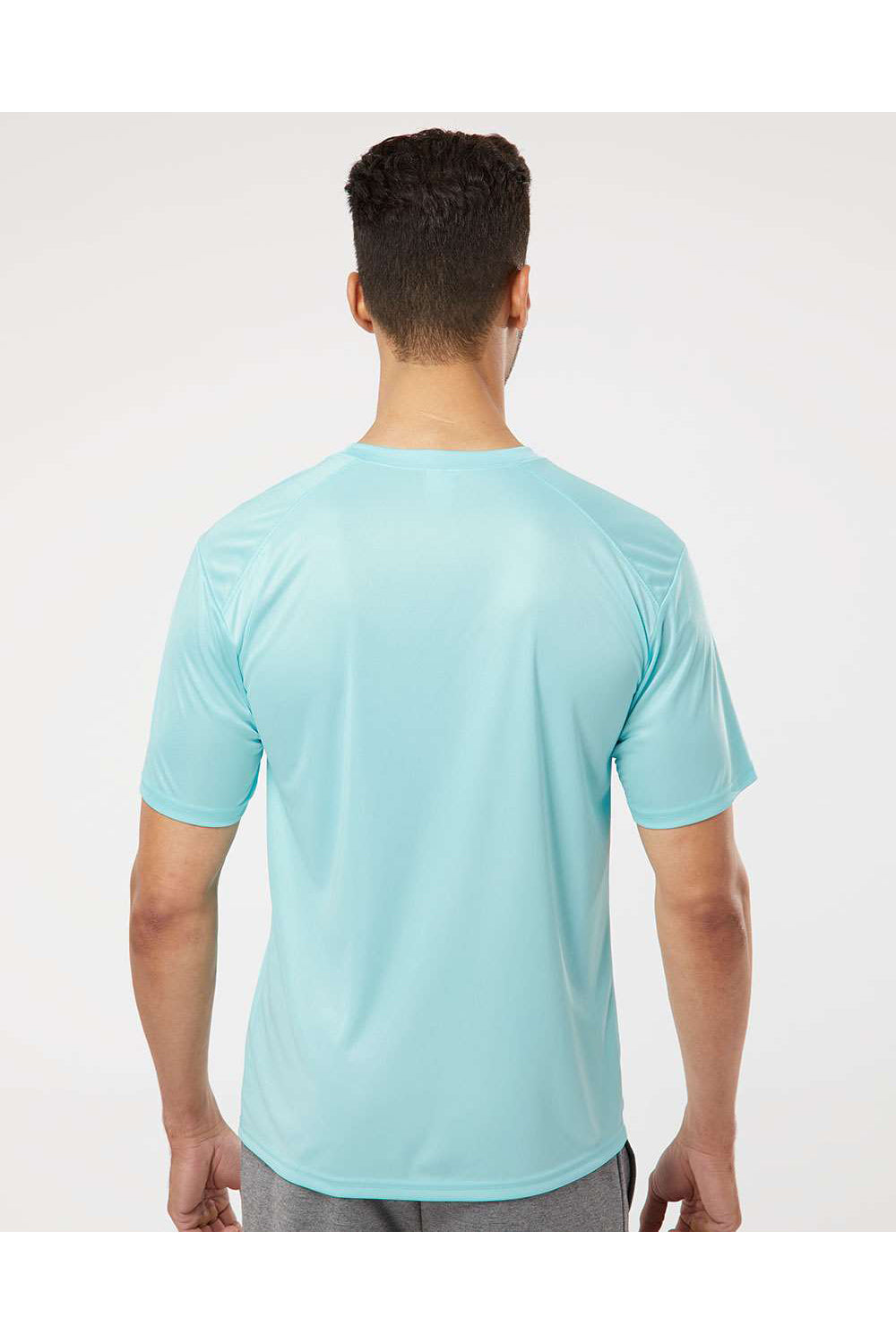 Paragon 200 Mens Islander Performance Short Sleeve Crewneck T-Shirt Aqua Blue Model Back