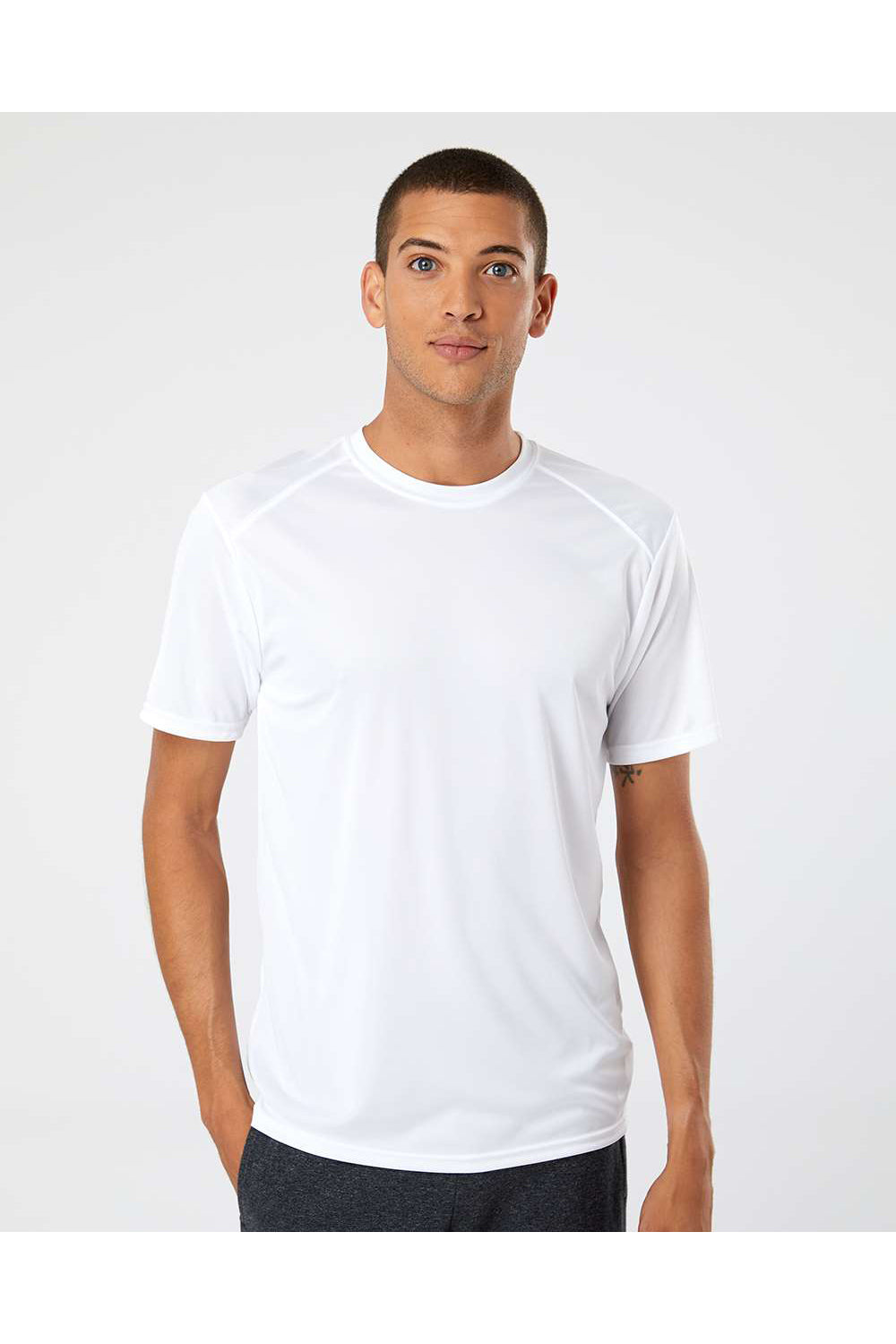 Paragon 200 Mens Islander Performance Short Sleeve Crewneck T-Shirt White Model Front