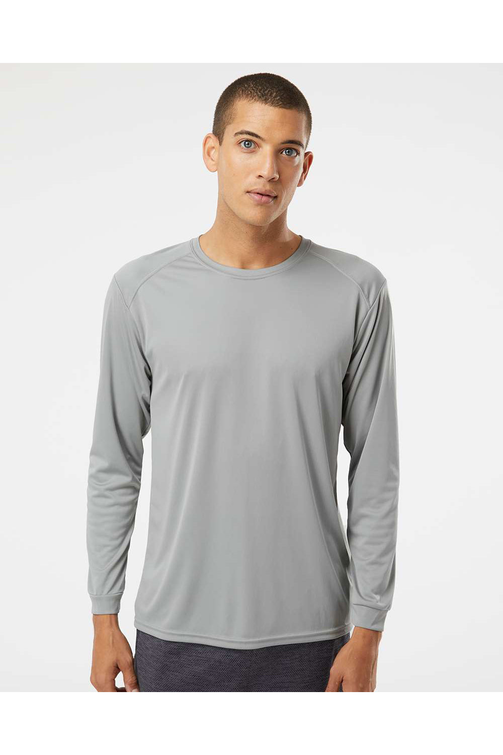 Paragon 210 Mens Islander Performance Long Sleeve Crewneck T-Shirt Medium Grey Model Front