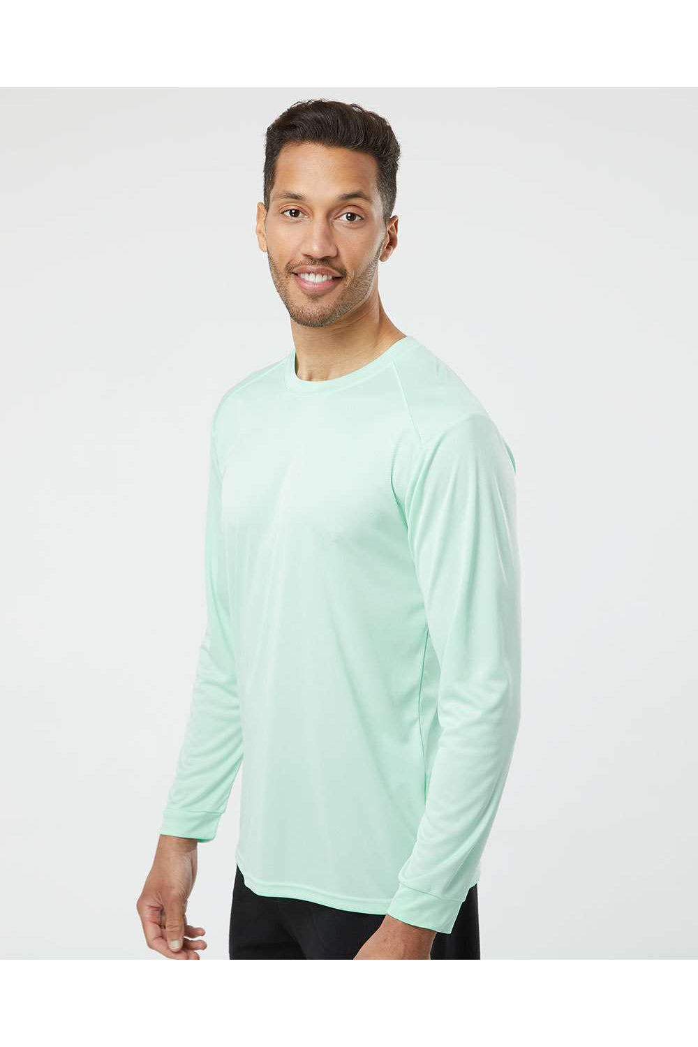 Paragon 210 Mens Islander Performance Long Sleeve Crewneck T-Shirt Mint Green Model Side