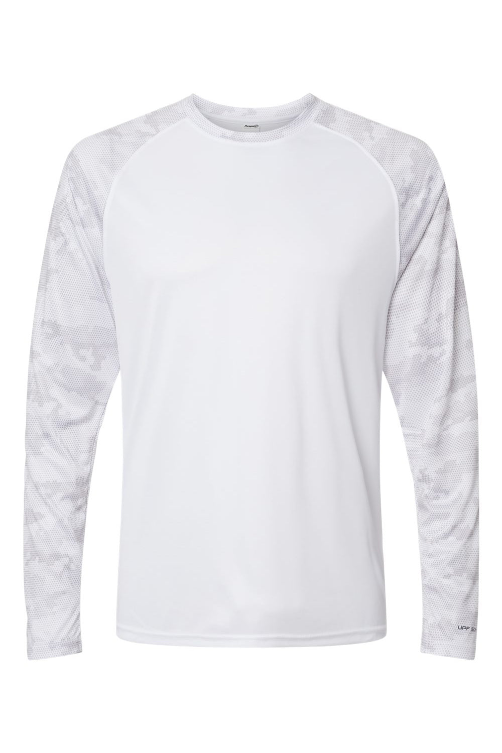 Paragon 216 Mens Cayman Performance Camo Colorblocked Long Sleeve Crewneck T-Shirt White Flat Front