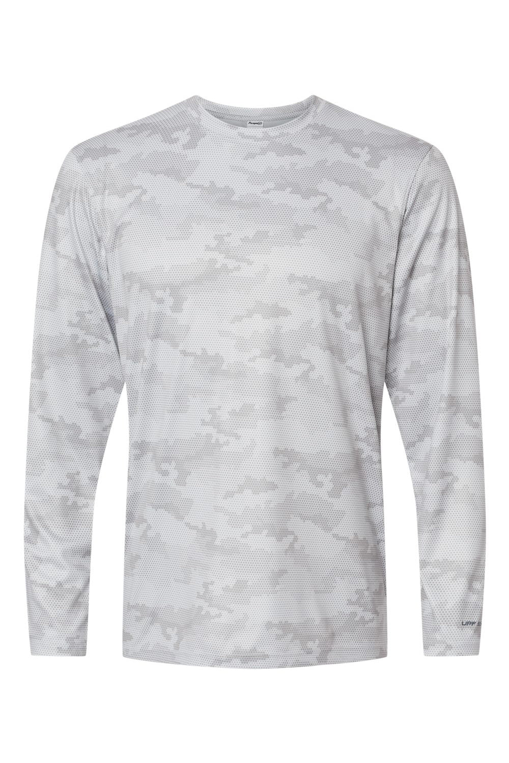 Paragon 217 Mens Pompano Performance Camo Long Sleeve Crewneck T-Shirt Aluminum Grey Flat Front