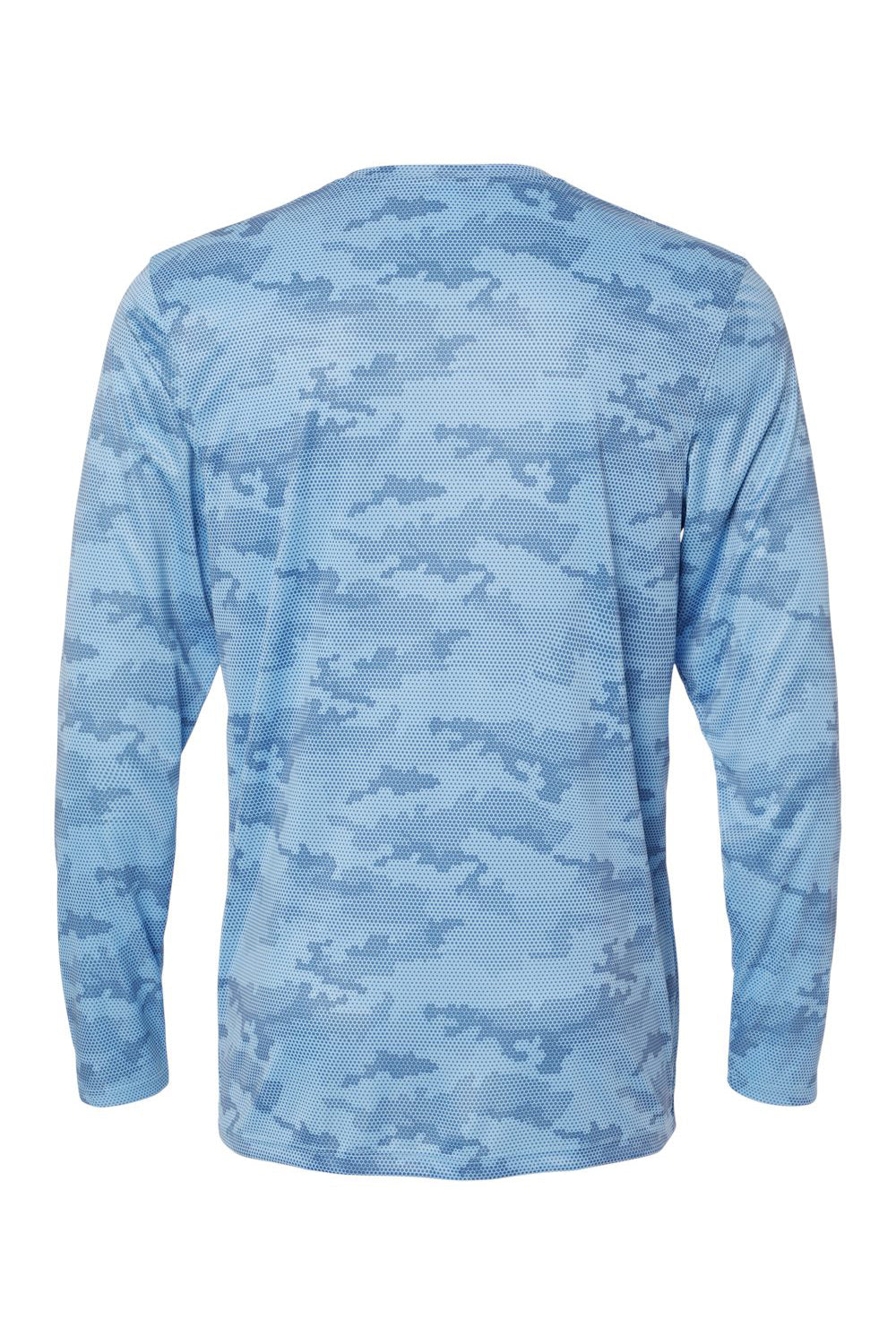 Paragon 217 Mens Pompano Performance Camo Long Sleeve Crewneck T-Shirt Blue Mist Flat Back