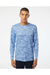 Paragon 217 Mens Pompano Performance Camo Long Sleeve Crewneck T-Shirt Blue Mist Model Front