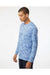 Paragon 217 Mens Pompano Performance Camo Long Sleeve Crewneck T-Shirt Blue Mist Model Side