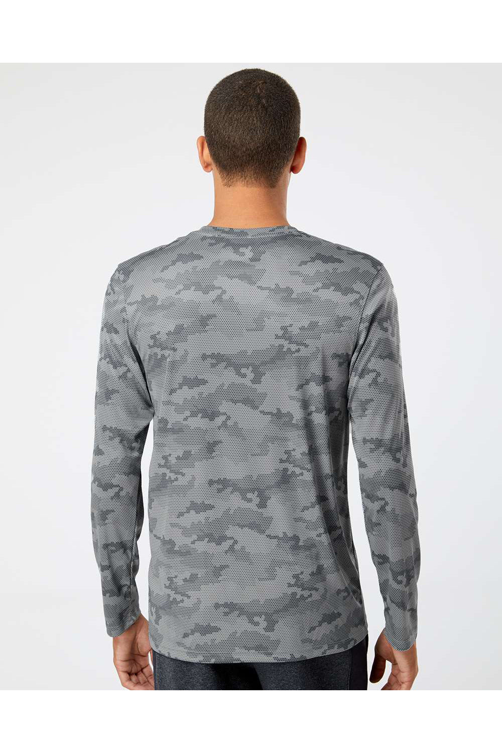 Paragon 217 Mens Pompano Performance Camo Long Sleeve Crewneck T-Shirt Medium Grey Model Back