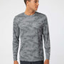 Paragon Mens Pompano Performance Moisture Wicking Camo Long Sleeve Crewneck T-Shirt - Medium Grey - NEW