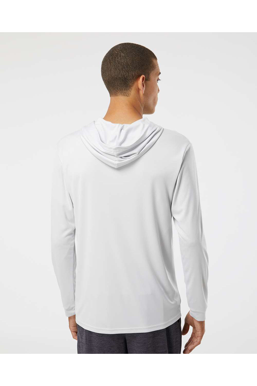 Paragon 220 Mens Bahama Performance Long Sleeve Hooded T-Shirt Hoodie Aluminum Grey Model Back