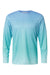 Paragon 225 Mens Barbados Performance Pin Dot Long Sleeve Crewneck T-Shirt Blue Mist/Light Teal Blue Flat Front