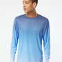 Paragon Mens Barbados Performance Moisture Wicking Pin Dot Long Sleeve Crewneck T-Shirt - Navy Blue/Blue Mist - NEW