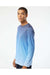 Paragon 225 Mens Barbados Performance Pin Dot Long Sleeve Crewneck T-Shirt Navy Blue/Blue Mist Model Side