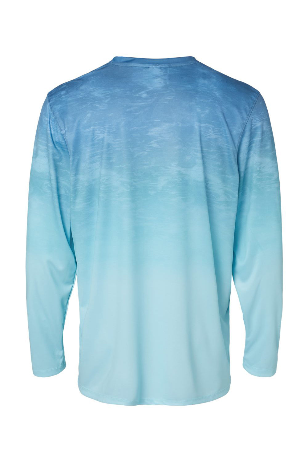 Paragon 229 Mens Montauk Oceanic Fade Performance Long Sleeve Crewneck T-Shirt Blue Aqua Fade Flat Back