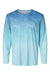 Paragon 229 Mens Montauk Oceanic Fade Performance Long Sleeve Crewneck T-Shirt Blue Aqua Fade Flat Front