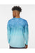 Paragon 229 Mens Montauk Oceanic Fade Performance Long Sleeve Crewneck T-Shirt Blue Aqua Fade Model Back