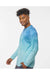 Paragon 229 Mens Montauk Oceanic Fade Performance Long Sleeve Crewneck T-Shirt Blue Aqua Fade Model Side