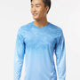 Paragon Mens Montauk Oceanic Fade Performance Moisture Wicking Long Sleeve Crewneck T-Shirt - Blue Mist Fade