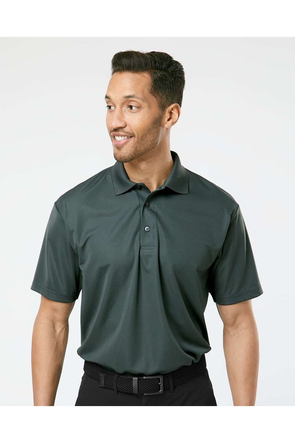 Paragon 500 Mens Sebring Performance Short Sleeve Polo Shirt Carbon Grey Model Front