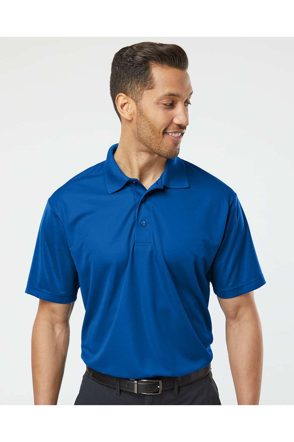 Paragon 500 Mens Sebring Performance Short Sleeve Polo Shirt Deep Royal Blue Model Front