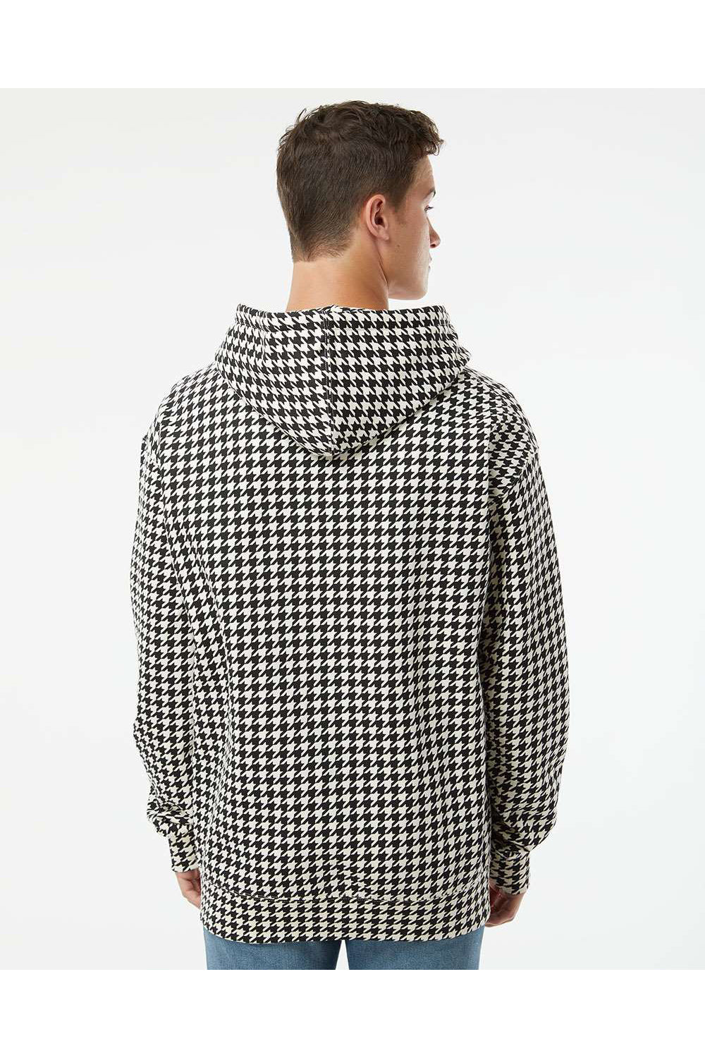 Independent Trading Co. IND4000 Mens Hooded Sweatshirt Hoodie Houndstooth Model Back