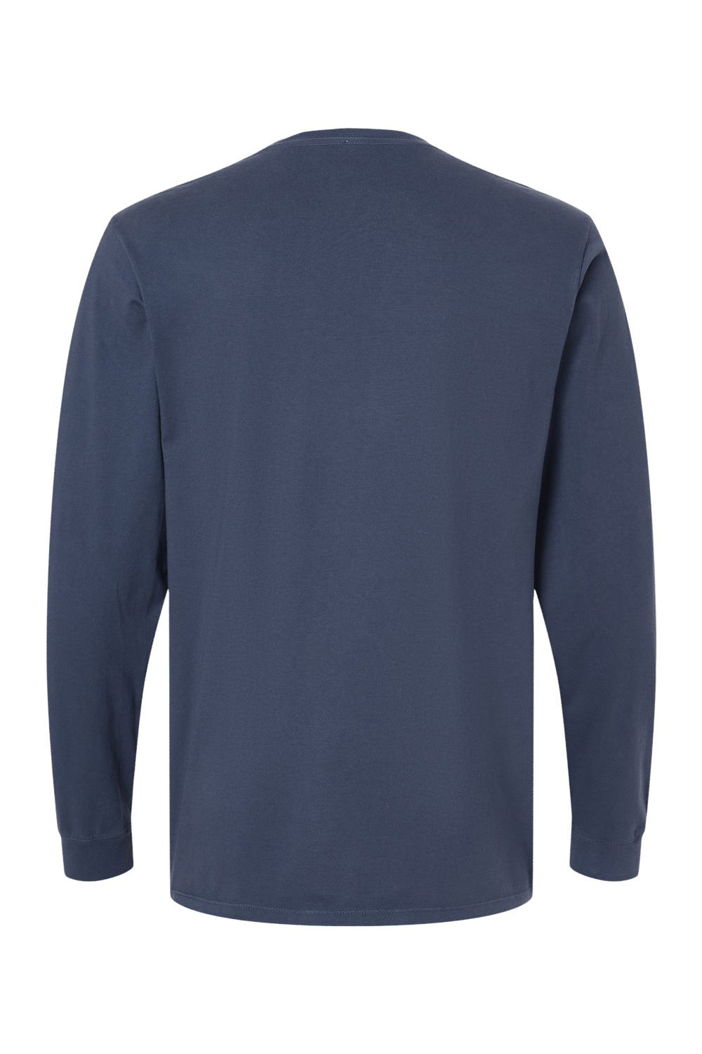 SoftShirts 420 Mens Organic Long Sleeve Crewneck T-Shirt Navy Blue Flat Back