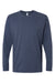 SoftShirts 420 Mens Organic Long Sleeve Crewneck T-Shirt Navy Blue Flat Front