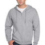 Jerzees Mens NuBlend Pill Resistant Fleece Full Zip Hooded Sweatshirt Hoodie w/ Pockets - Heather Grey