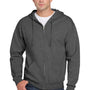 Jerzees Mens NuBlend Pill Resistant Fleece Full Zip Hooded Sweatshirt Hoodie w/ Pockets - Heather Black