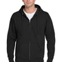 Jerzees Mens NuBlend Pill Resistant Fleece Full Zip Hooded Sweatshirt Hoodie w/ Pockets - Black