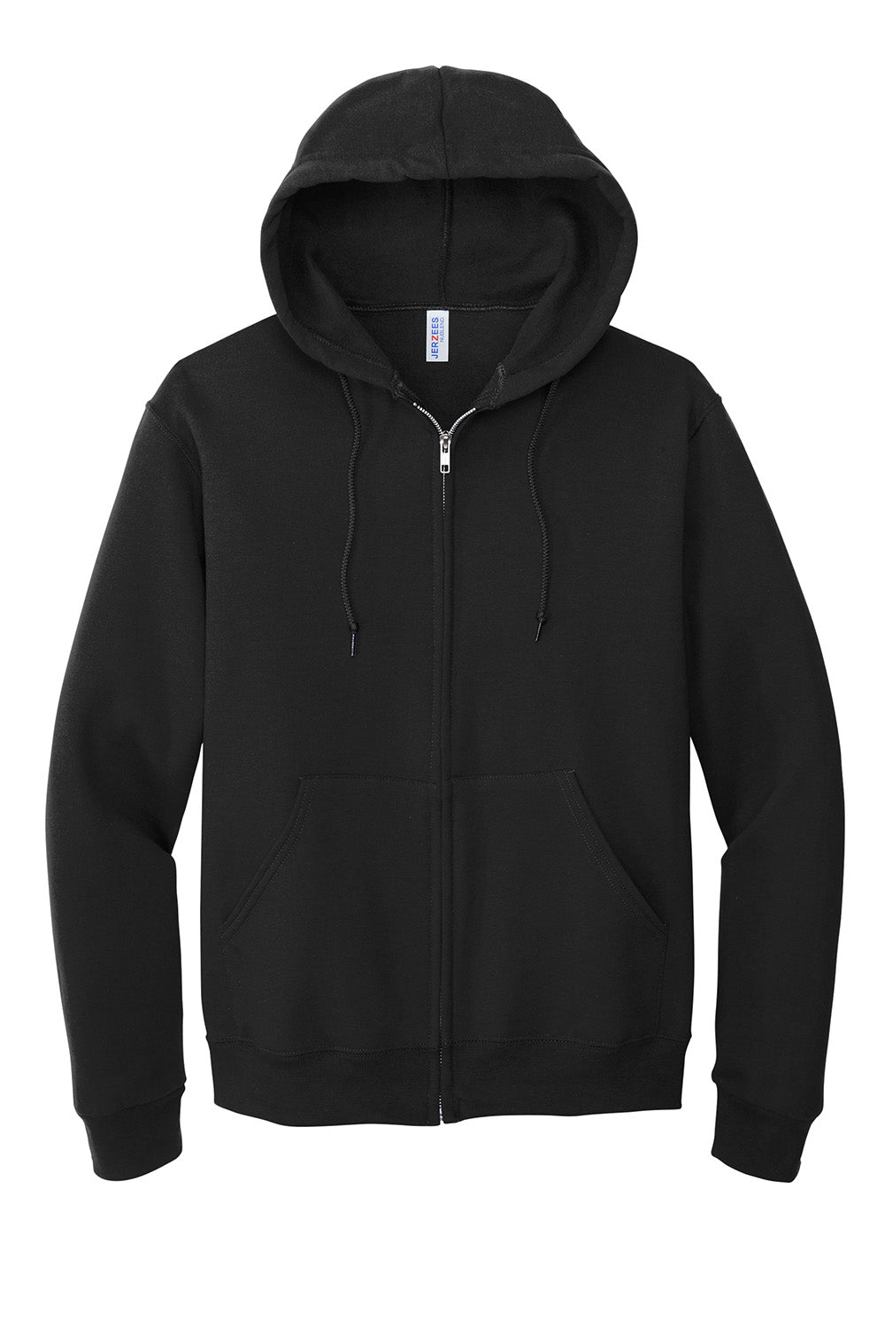 Jerzees 993M/993/993MR Mens NuBlend Pill Resistant Fleece Full Zip Hooded Sweatshirt Hoodie w/ Pockets Black Flat Front