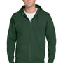 Jerzees Mens NuBlend Pill Resistant Fleece Full Zip Hooded Sweatshirt Hoodie w/ Pockets - Forest Green