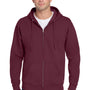 Jerzees Mens NuBlend Pill Resistant Fleece Full Zip Hooded Sweatshirt Hoodie w/ Pockets - Maroon