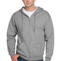 Jerzees Mens NuBlend Pill Resistant Fleece Full Zip Hooded Sweatshirt Hoodie w/ Pockets - Oxford Grey