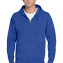 Jerzees Mens NuBlend Pill Resistant Fleece Full Zip Hooded Sweatshirt Hoodie w/ Pockets - Royal Blue