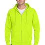 Jerzees Mens NuBlend Pill Resistant Fleece Full Zip Hooded Sweatshirt Hoodie w/ Pockets - Safety Green