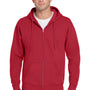 Jerzees Mens NuBlend Pill Resistant Fleece Full Zip Hooded Sweatshirt Hoodie w/ Pockets - True Red