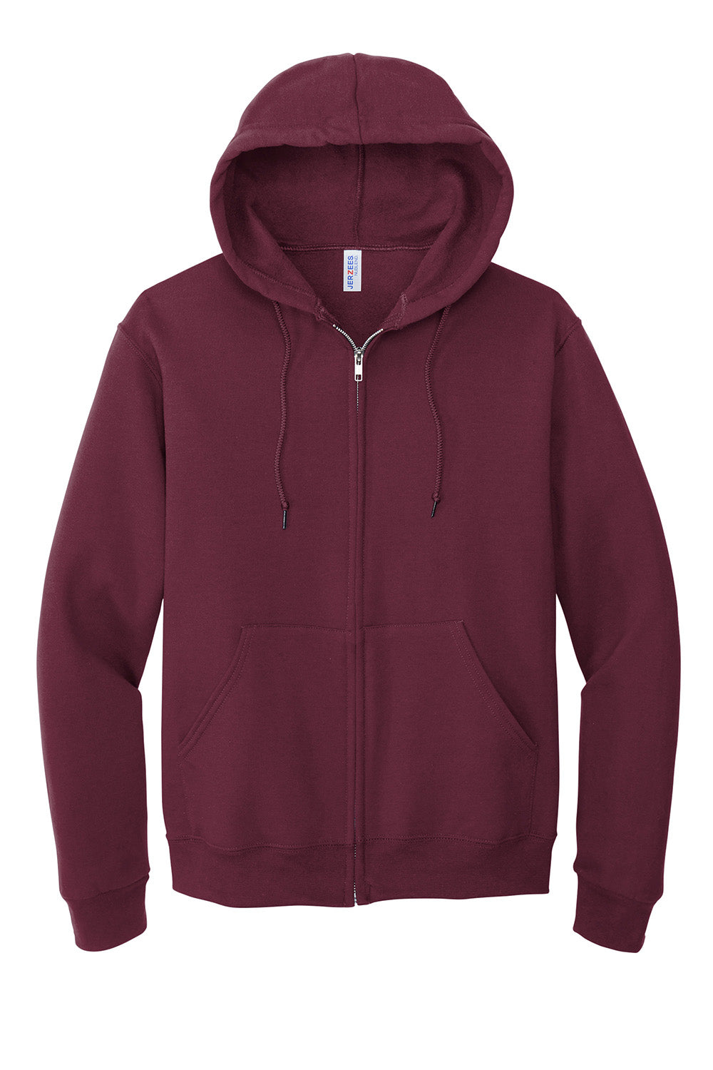 Jerzees 993M/993/993MR Mens NuBlend Pill Resistant Fleece Full Zip Hooded Sweatshirt Hoodie w/ Pockets Maroon Flat Front