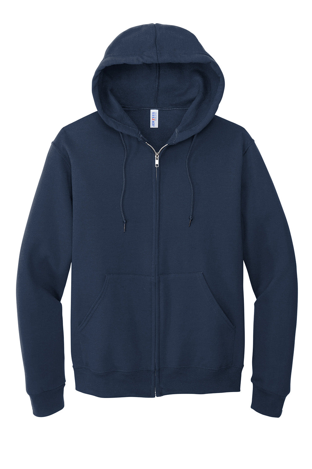 Jerzees 993M/993/993MR Mens NuBlend Pill Resistant Fleece Full Zip Hooded Sweatshirt Hoodie w/ Pockets Navy Blue Flat Front