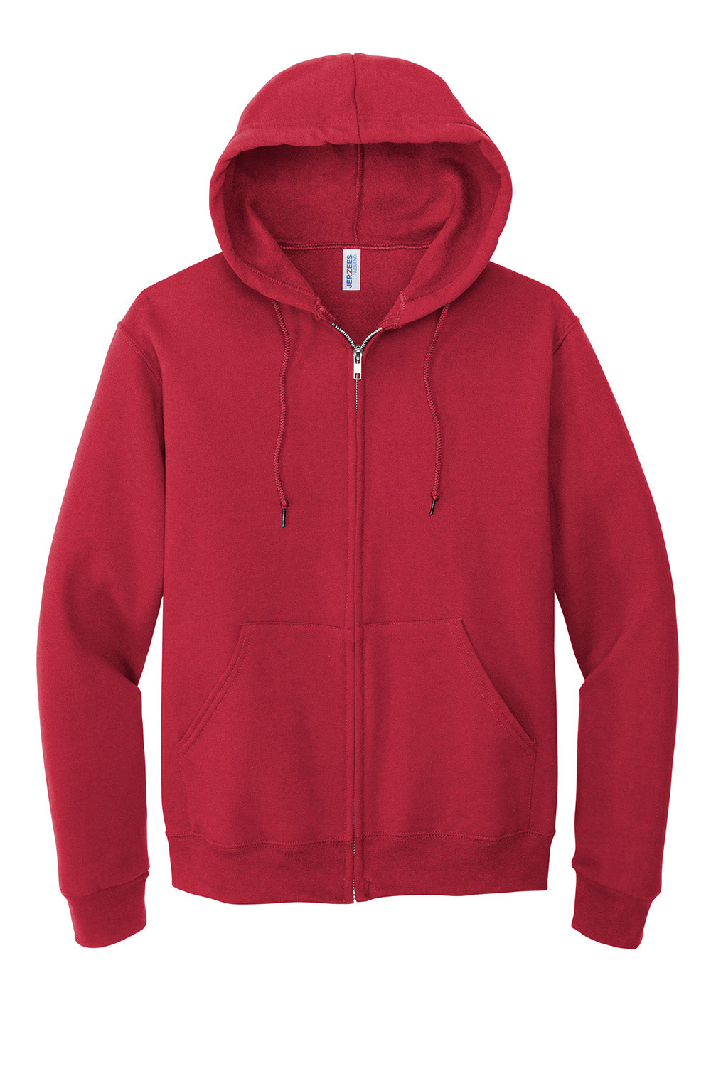 Jerzees 993M/993/993MR Mens NuBlend Pill Resistant Fleece Full Zip Hooded Sweatshirt Hoodie w/ Pockets True Red Flat Front