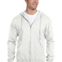 Jerzees Mens NuBlend Pill Resistant Fleece Full Zip Hooded Sweatshirt Hoodie w/ Pockets - White