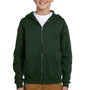 Jerzees Youth NuBlend Pill Resistant Fleece Full Zip Hooded Sweatshirt Hoodie w/ Pockets - Forest Green